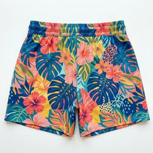 Floral plus size board shorts back.