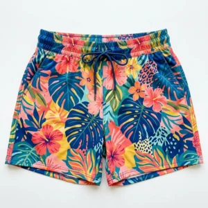 Floral plus size board shorts front.
