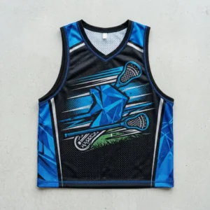 Geometric crystal lacrosse pinnie front.