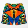 Geometric triangle pattern swim trunks back.