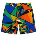 Geometric triangle pattern swim trunks front.