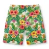 Hawai floral pattern swim trunks back.