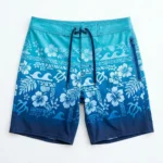 Hawaiian ombre board shorts front.