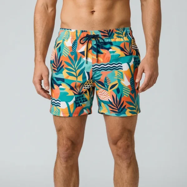Men's all over printed swim trunks.