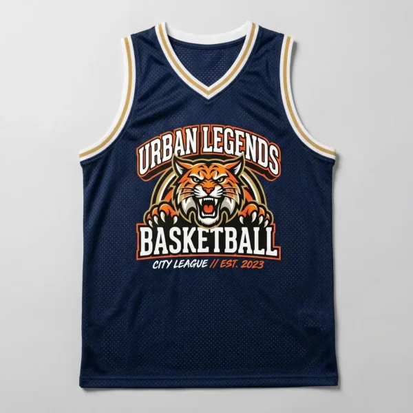 Navy blue DTF printed pinnie.