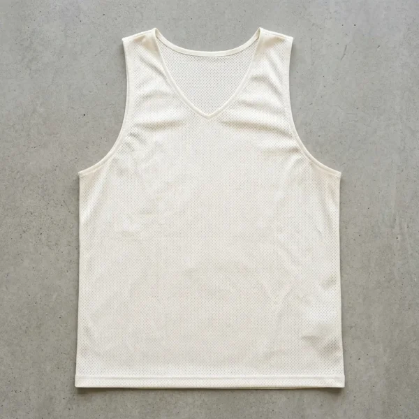 Off-white v-neck pinnie.