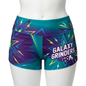 Plus size roller derby booty shorts front.