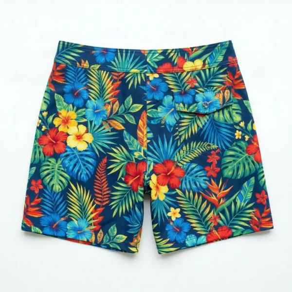 Sublimated aloha hawaiian board shorts back.