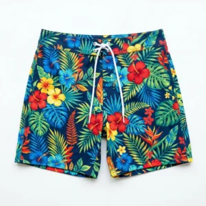 Sublimated aloha hawaiian board shorts front.