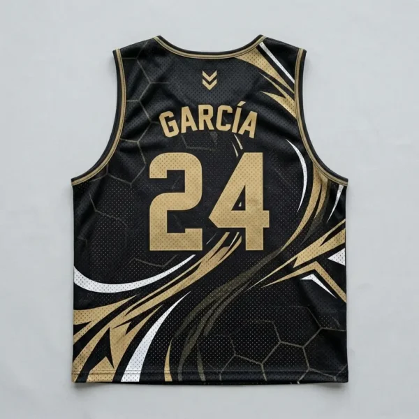 Sublimated black and gold soccer pinnie back.
