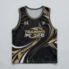 Sublimated black and gold soccer pinnie front.
