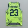 Sublimated navy and yellow basketball reversible pinnie, yellow back.