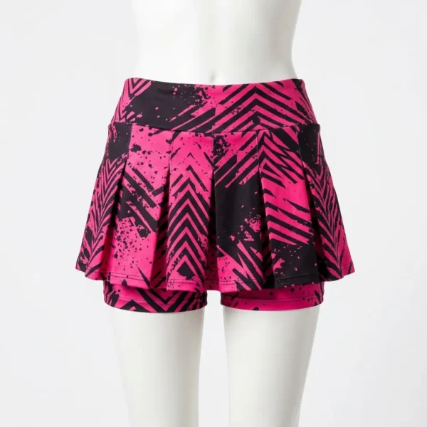 Sublimated roller derby skort, short with attached skirt front.