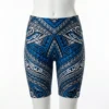 Tribal print sublimated long compression shorts front.