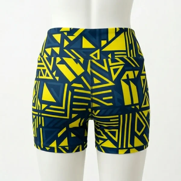 Sublimated valkyrie geometric high wasted roller derby shorts back.