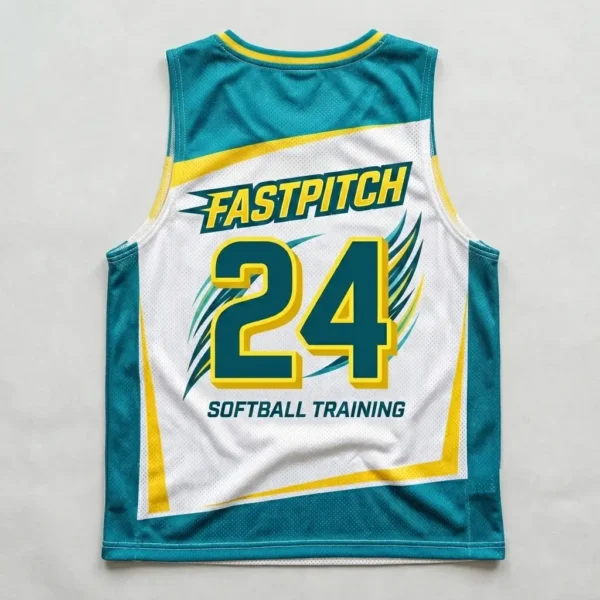 Wave splash softball pinnie back.