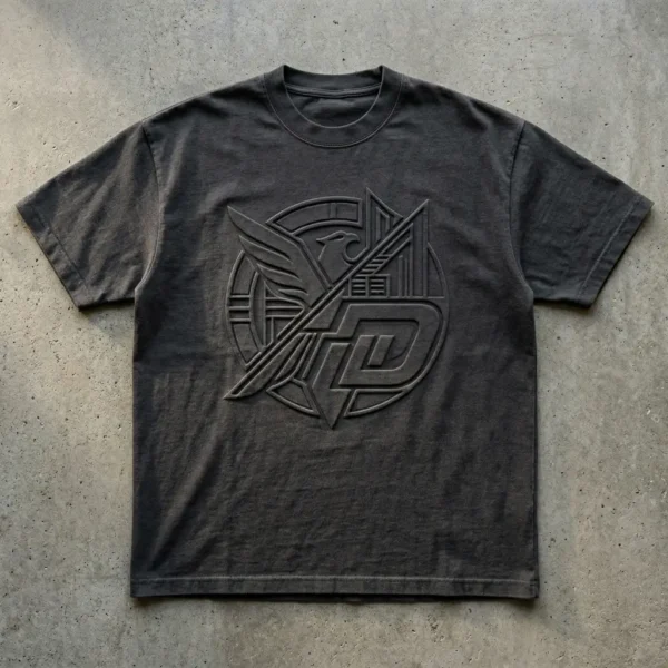 Black embossed logo oversized t-shirt.