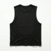Black frayed lowrider oversized tank tee back.