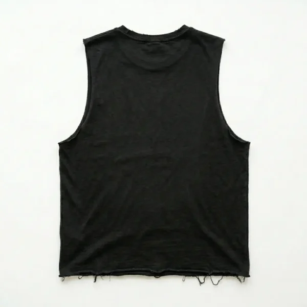Black frayed lowrider oversized tank tee back.