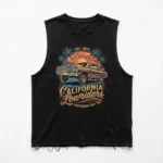 Black frayed lowrider oversized tank tee front.