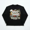 Black street sounds long sleeve oversized t-shirt front.