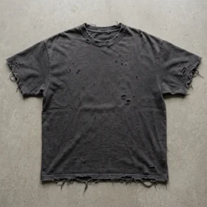 Blank distressed oversized t-shirt.