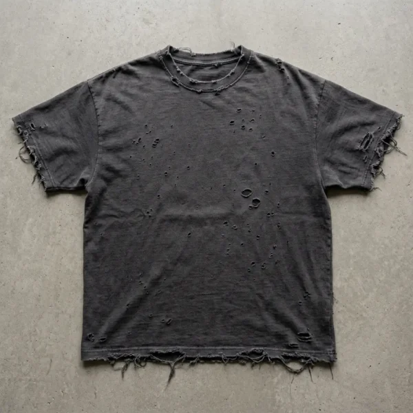 Blank distressed oversized t-shirt.