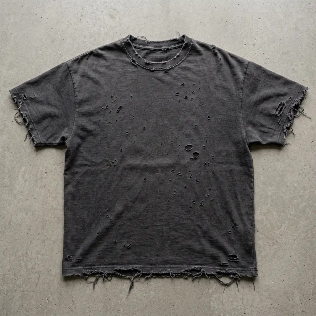 Blank distressed oversized t-shirt.