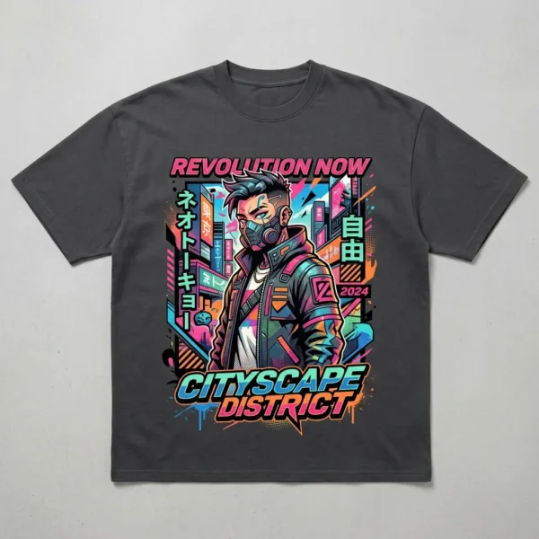 Cityscape revolution dtf oversized t-shirt.