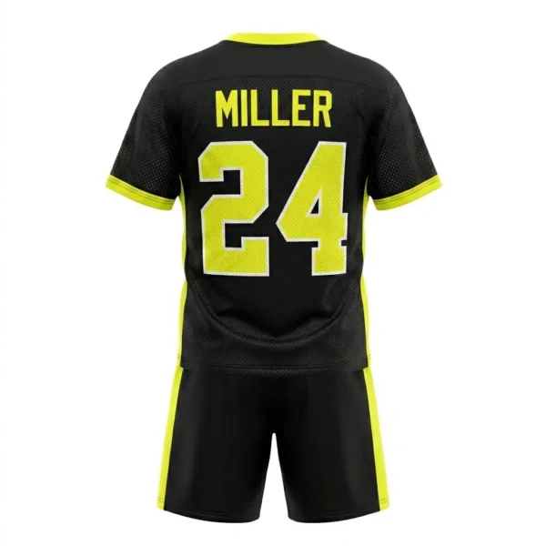 Custom black porthole lacrosse uniform back.