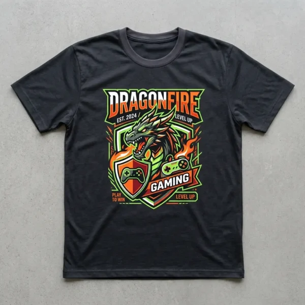 Custom dark gray screen-printed gaming jersey.