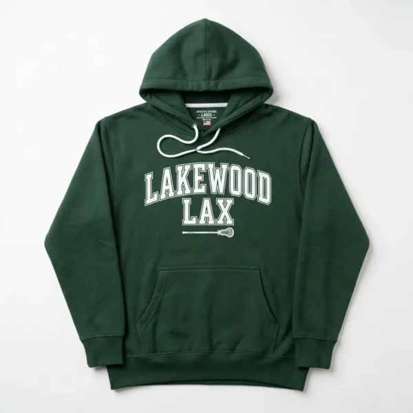Custom green printed lacrosse hoodie.