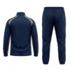 Custom navy blue lacrosse team tracksuit back.
