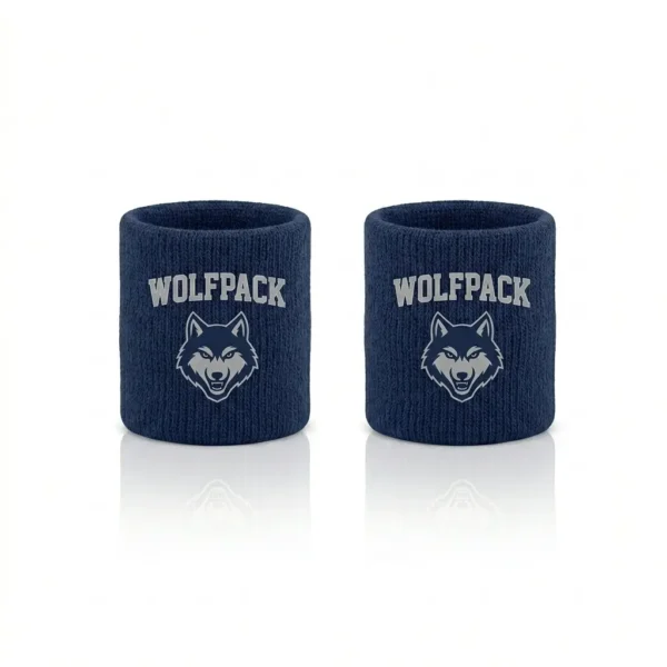 Custom navy blue lacrosse team wristbands.