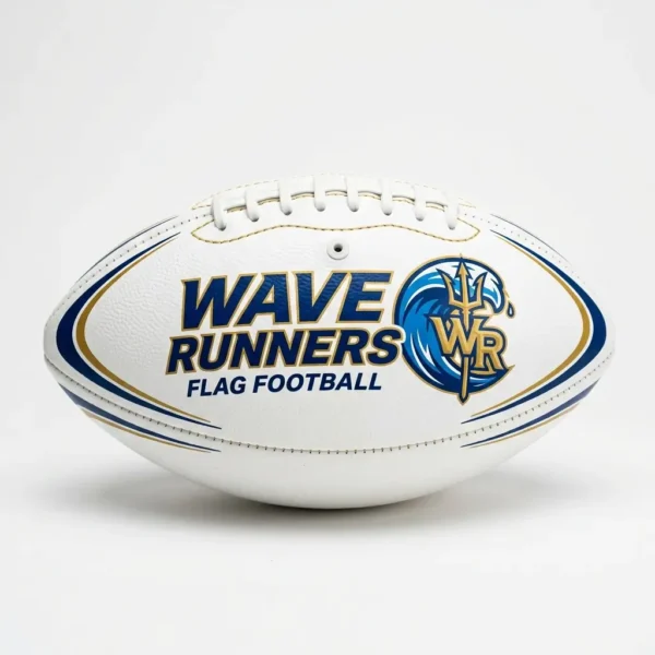 Custom printed white flag football.