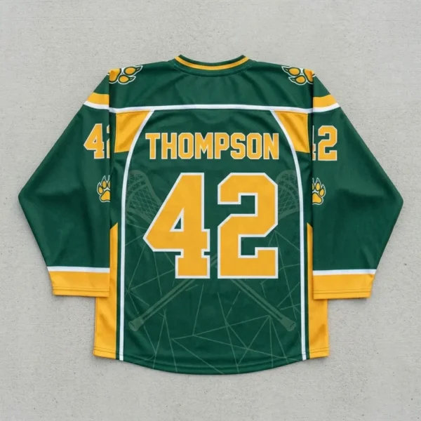Custom sublimated box lacrosse jersey back.