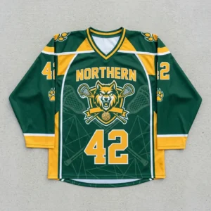 Custom sublimated box lacrosse jersey front.