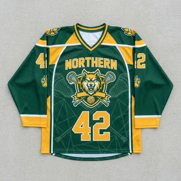 Custom sublimated box lacrosse jersey front.
