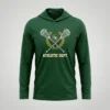 Green hooded long sleeve lacrosse shooting shirt front.