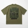 Green mock neck zombie puff printed oversized t-shirt back.