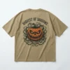 Khaki pumpkin oversized pocket t-shirt back.