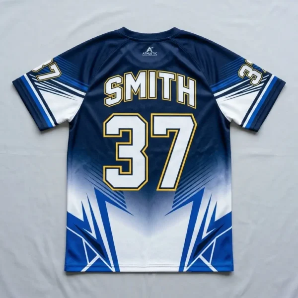 Men's sublimated short sleeve lacrosse jersey back.
