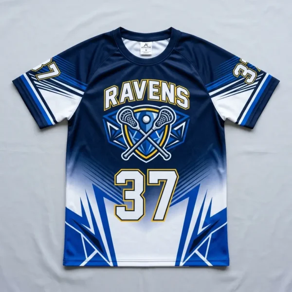 Men's sublimated short sleeve lacrosse jersey front.