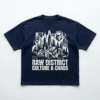 Navy blue oversized boxy fit t-shirt front.