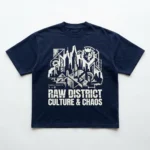 Navy blue oversized boxy fit t-shirt front.