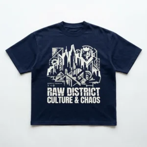 Navy blue oversized boxy fit t-shirt front.