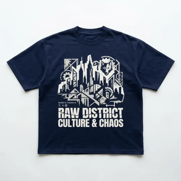 Navy blue oversized boxy fit t-shirt front.
