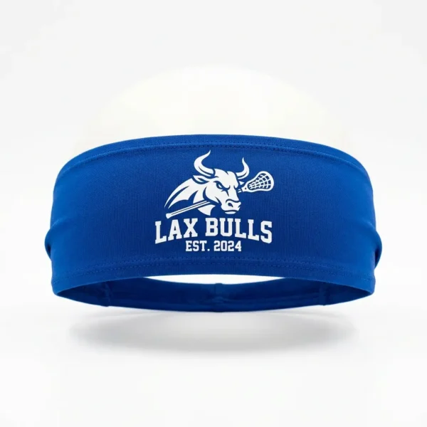 Navy printed lacrosse headbands.