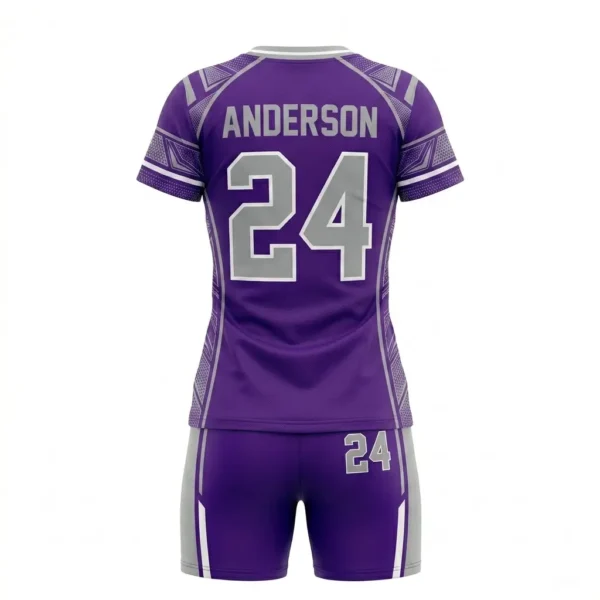 Purple wolves women's box lacrosse uniform back.