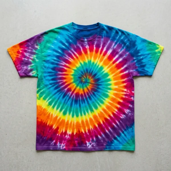 Rainbow spiral tie dye oversized t-shirt.